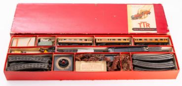 A Trix Twin OO/HO gauge LNER Express Passenger Train set no 4/335, with three coaches,