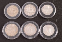 Two Victorian, 1887 & 1889, halfcrowns, with 1887 florin.