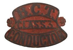 A Birmingham Corporation Trams 'Class 3 Conductors' cap badge.