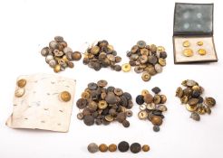 A collection of various regimental and other livery buttons, including one for Cheltenham College,