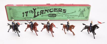 Britains toy soldiers, set 81, 17th Lancers, Foreign Service Order, 5 mounted figures,