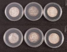 Two George II, 1757, sixpences, with 1787.
