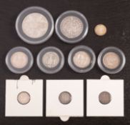 A 1890 double florin, with 1890,1892,1891,1888 shillings, together with 1890 half crown,