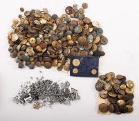 A collection of various regimental and other livery buttons, including RAMC, Royal Signals,