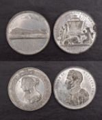 A Duke of Wellington white metal medallion, Waterloo, with an 1851 Crystal Palace medallion.