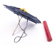 A Georgian silver telescopic handled blue silk parasol, maker GC circa 1801,