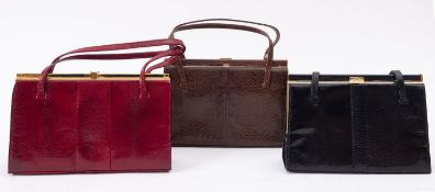 A Mappin & Webb brown lizard skin handbag,