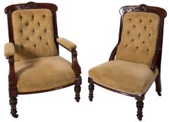 An gentleman's Edwardian walnut arm chai