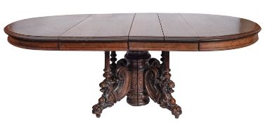 A Victorian oak D-end extending dining t