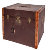 A canvas covered and leather bound squar