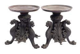 A pair of bronze tazzas, circa 1875, the