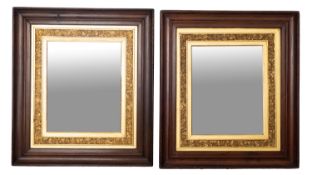 A pair of Edwardian stained wood and par