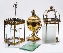 An Edwardian square glass lantern with t