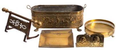 A Middle Eastern brass oblong planter, w