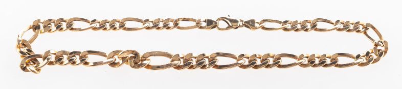 A 9ct yellow gold chain, a figaro & curb link chain, partial UK hallmark, marked 375, length approx.