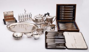 A mid 20th century German silver plated coffee service by Schwatz & Stiener, comprising tray,