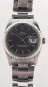 Rolex Oyster Datejust a stainless-steel gentleman's wristwatch the grey dial signed Rolex Oyster