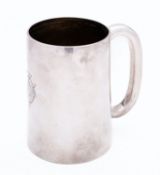 A Victorian silver mug by Mappin & Webb, London 1887, of inverted tapering form,
