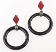 A pair of Art Deco style earrings,