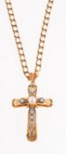 A cross pendant and chain,