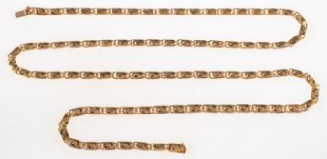 An 18ct gold Greek key design necklace, push-in clasp with figure of eight safety catch,