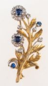 A 1970's 9ct gold sapphire and diamond brooch,