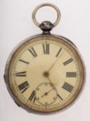 Waltham Massachusetts, USA, a silver pocket watch the white enamel dial having black Roman numerals,