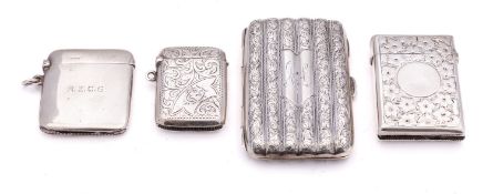 A mixed group of silver; including a Victorian silver cheroot case by Thomas Hayes, Birmingham 1895,