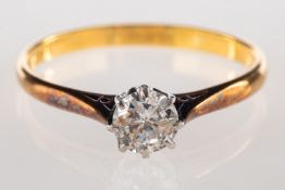 A diamond solitaire ring, claw set with a brilliant-cut diamond, diamond approx. 0.