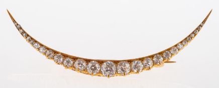 A fine Victorian diamond crescent brooch,