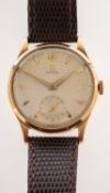 Omega Gents a gentleman's gold-plated wristwatch with Arabic and Roman numerals with subsidiary