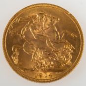 A full sovereign, a George V 1914 full sovereign, 8.0grams.