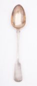A Victorian silver Fiddle pattern basting/ gravy spoon by Thomas Byne, Exeter 1842,29.5cm., (11.