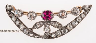 A Victorian ruby & diamond brooch,