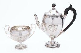 A George V silver coffee pot by Roberts & Belk, Sheffield 1901, vase shape,