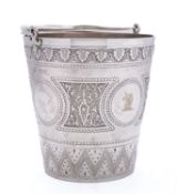 A Victorian silver ice-bucket by Edward Barnard & Sons Ltd, London 1898, of circular tapering form,