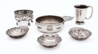 A set of four matched American silver shell dishes one by Gorham after 1865- probably mid 20th