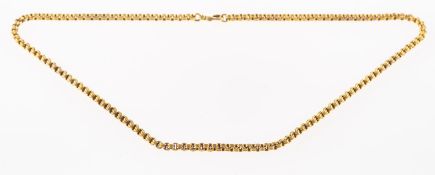 An antique belcher chain, of fused double link design, chain marked 15, lobster catch marked 9k,