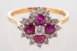 A 9ct gold cluster ring,