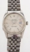 Rolex Oyster Perpetual Datejust gentleman's stainless-steel wristwatch the silvered dial signed