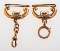 A group of two watch fobs, one with a fixed swivel clasp, approx. 3.