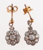 A pair of antique diamond drop earrings,
