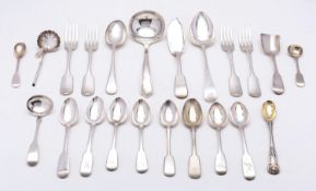 A mixed group of silver flatware;