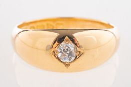 An Edwardian 18ct gold ring, set with a single old-cut diamond, diamond approx. 0.