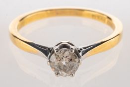 A diamond solitaire ring, set with a brilliant-cut diamond in a six claw setting, diamond approx. 0.