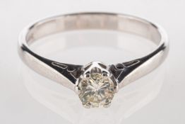 An 18ct white gold diamond solitaire ring, set with a brilliant-cut diamond, diamond approx. 0.