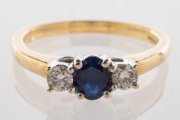 A 9ct gold sapphire and diamond ring,