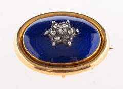 An antique enamel and diamond brooch,
