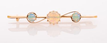 An antique opal bar brooch,