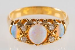 An antique opal and diamond ring,